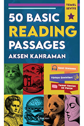 50 Basic Reading Passages  Aksen Kahraman  İkinci Adam Yayınları  9786253735586