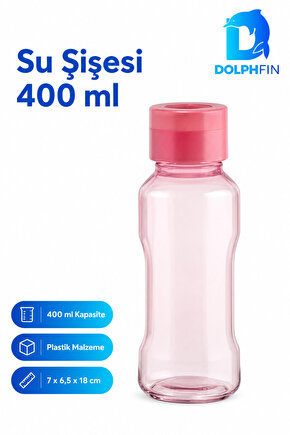 Pembe Su Şişesi 400 ml Plastik Suluk Günlük Kullanım