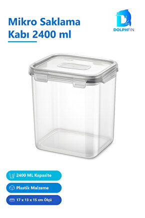 Mikro Saklama Kabı 2400 ml, Plastik, 17 x 13 x 15 cm