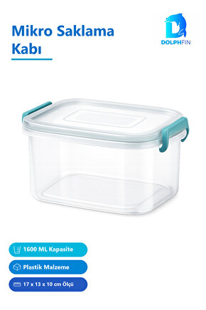 Mikro Saklama Kabı 1600 ml Çok Renkli 17 x 13 x 10 cm