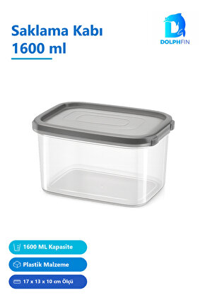 Saklama Kabı 1600 ml Plastik 17 x 13 x 10 cm