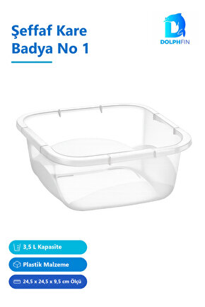 Şeffaf Kare Badya No 1 3,5 L Plastik