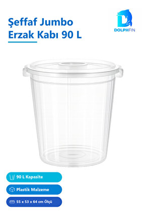 Şeffaf Büyük Erzak Kabı 90 L Plastik Saklama Kabı
