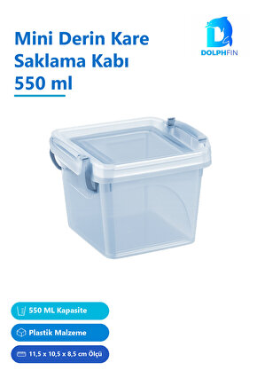 Mini Derin Kare Saklama Kabı 550 ml Plastik