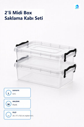 2li Midi Box Saklama Kabı Seti Çok Renkli 2,2 L