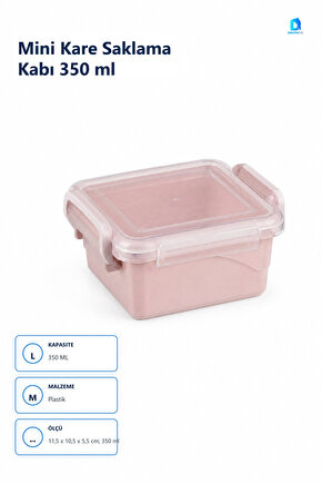 Mini Kare Saklama Kabı 350 ml Plastik Çok Renkli