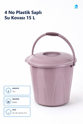 4 No Plastik Saplı Su Kovası 15 L Çok Renkli Temizlik Kovası