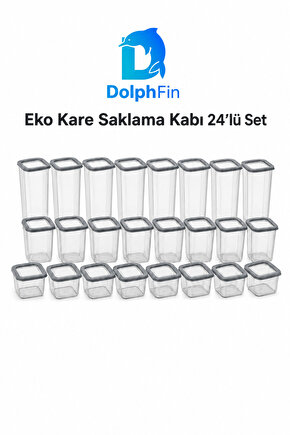 Eko Kare Saklama Kabı 24lü Set 65013001900 ml Siyah