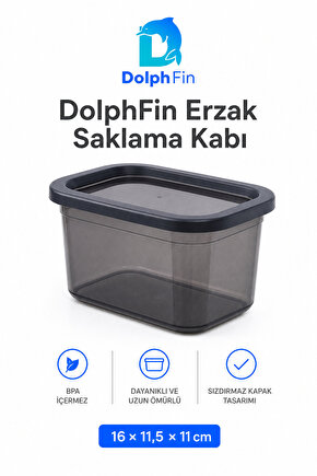 Dikdörtgen Erzak Saklama Kabı 1350 ml Siyah 16 × 11,5 × 11 cm