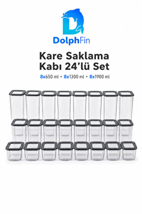 Kare Saklama Kabı 24lü Set Siyah 65013001900 ml