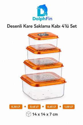 Kare Saklama Kabı 4lü Set Çok Renkli 14×14×7 cm