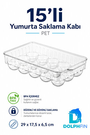 15’li Kapaklı PET Yumurta Saklama Kabı Buzdolabı Yumurtalık Organizeri Beyaz