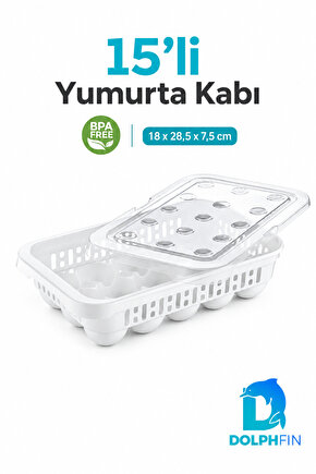 15’li Kapaklı Yumurta Saklama Kabı Buzdolabı Yumurtalık Organizeri BPA İçermez