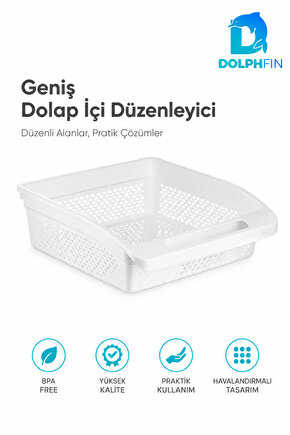 Geniş Dolap İçi Düzenleyici Sepet 30x27x9 cm Saplı Mutfak Kiler Banyo Organizeri