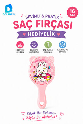 Tavşan Desenli Çocuk Saç Fırçası 16 cm Dolaşık Açıcı Tarak