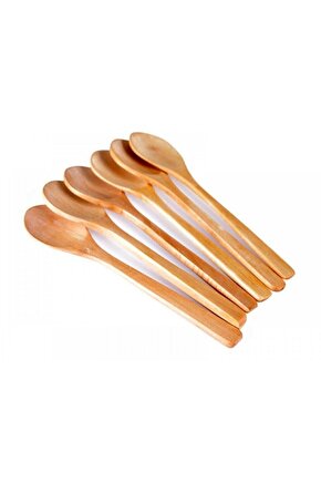 6lı Mini Bambu Tahta Kaşık Baharat Kaşığı