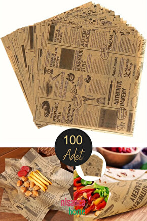 Vintage Gazete Desenli Yağlı Sunum Kağıdı – Pinterest Stilinde Estetik Kahvaltı, 100lü
