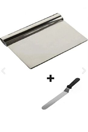 Pasta Sıvama Spatulası + Çelik Spatula Hamur Kazıyıcı 2Lİ