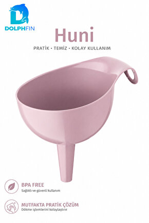 Plastik Mutfak Hunisi Geniş Ağızlı Saplı Sıvı Yağ Su Aktarma Hunisi Pembe BPA İçermez