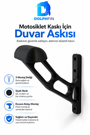 Motosiklet Kaskı Duvar Askısı 3 Montaj Delikli Siyah Kask Tutucu Aparat