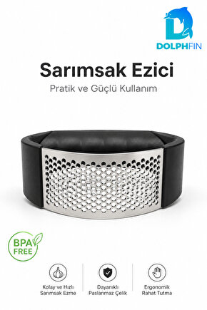 Paslanmaz Çelik Sarımsak Ezici Ergonomik Siyah Saplı Pratik Sarımsak Presi