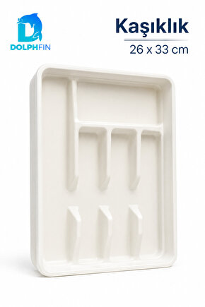 26x33 cm Bölmeli Kaşıklık Beyaz Çekmece İçi Çatal Kaşık Bıçak Düzenleyici Organizer