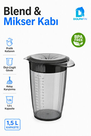 1,5 L BPA Free Ölçü Çizgili Blend ve Mikser Kabı Kapaklı Karıştırma Haznesi