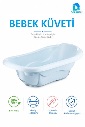 Bebek Küveti BPA Free Ergonomik Geniş İç Hacimli Kaymaz Tabanlı Mavi Banyo Küveti