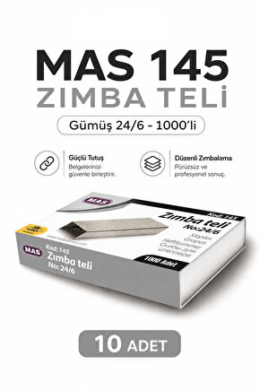 MAS 145 Zımba Teli Gümüş 246 1000li 10lu Paket