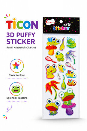 Ticon 3D Puffy Sticker Renkli Kabartmalı Çıkartma