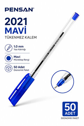 Pensan 2021 Mavi Tükenmez Kalem 1.0 mm 50li Ekonomik Paket