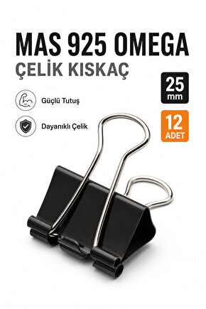 MAS 925 Omega Çelik Kıskaç 25 mm 12li Paket