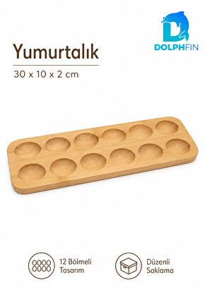 Bambu 12’li Yumurtalık Standı 30 x 10 x 2 cm Tezgâh Üstü Yumurta Düzenleyici