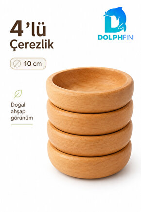 4’lü Doğal Ahşap Çerezlik Kase Seti 10 cm Kuruyemiş ve Atıştırmalık Sunum Kasesi