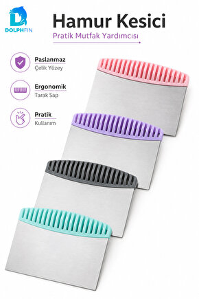 Paslanmaz Çelik Hamur Kesici ve Kazıyıcı Ergonomik Tarak Saplı