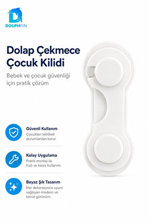 Yapışkanlı Dolap Çekmece Çocuk Güvenlik Kilidi Beyaz