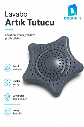 Yıldız Şekilli Lavabo Gider Süzgeci – Saç ve Atık Tutucu Gri