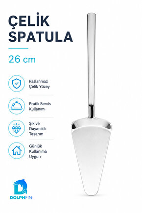 26 cm Paslanmaz Çelik Pasta Servis Spatulası Kek Turta Börek Servis Küreği