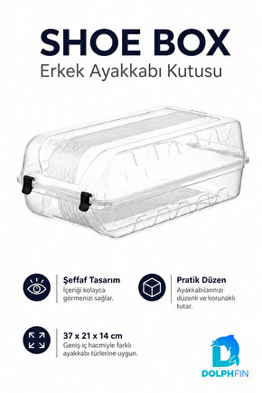 Erkek Ayakkabı Kutusu 37x21x14 cm Plastik Dolap İçi Düzenleyici