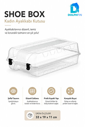Kadın Ayakkabı Kutusu 33x19x11 cm Plastik Dolap İçi Düzenleyici