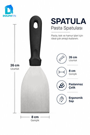 Pasta Spatulası 26 cm Paslanmaz Çelik Geniş Yüzeyli Kek Börek Lazanya Servis Spatulası 26x8 cm