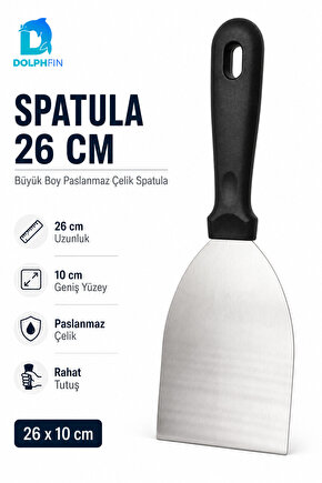 Büyük Boy Spatula 26 cm Paslanmaz Çelik Geniş Yüzeyli Servis Spatulası Börek Pasta Lazanya Sunum Aparatı