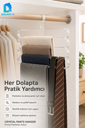 Kristal Pantolon Askısı Şeffaf Plastik Dolap İçi Kıyafet Düzenleyici Pantolon Etek Askısı