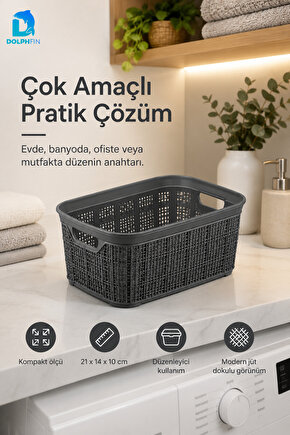Jute Çok Amaçlı Kutu No:1 2,5 L Plastik Dolap İçi Mutfak Banyo Düzenleyici