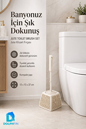 Jute Klozet Fırçası WC Tuvalet Banyo Temizlik Fırçası Hazneli Dekoratif