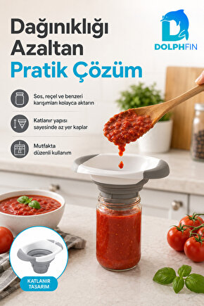 Geniş Ağızlı Katlanabilir Kavanoz Hunisi Mutfak Doldurma ve Aktarma Hunisi