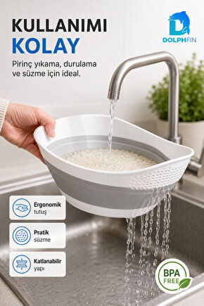 Katlanır Pirinç Süzgeci Ev Mutfak Banyo Pratik Kullanım Ürünü