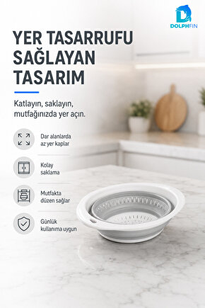 Katlanır Oval Süzgeç Mutfak Pratik Kullanım Gereci