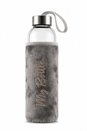 My Bottle Peluş Kılıflı Cam Matara – Taşıma Askılı Şık Su Şişesi