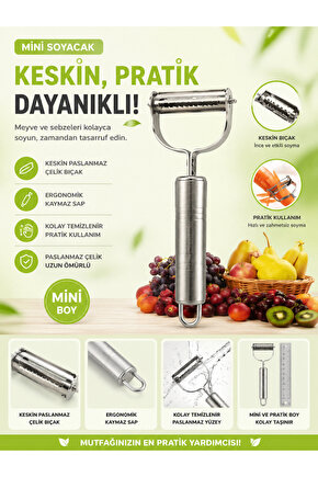 Paslanmaz Çelik Julienne Sebze Soyacağı Profesyonel Meyve Soyucu Ergonomik Saplı
